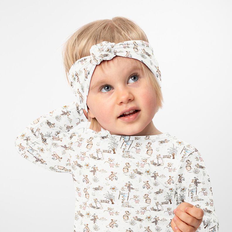 Baumwolljersey Mäusefamilie Digitaldruck – wollweiss,  image number 5