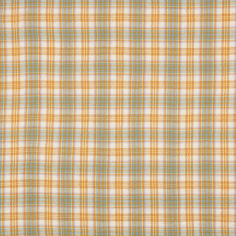 Musselin/ Doppel-Krinkel Gewebe Karo | Poppy Fabrics – currygelb/salbei,  image number 1