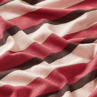 Feinstrick Viskose mit Lurex Retrostreifen – rosé/rot, 