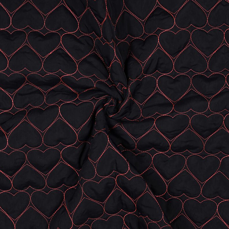 Steppstoff Neon Herzen | Poppy Fabrics – schwarz/neonpink, image number 3