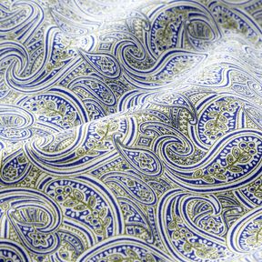 Hemdenstoff überlappendes Paisley – indigo/oliv | Reststück 60cm, 