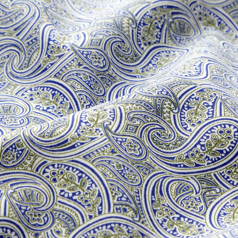 Hemdenstoff überlappendes Paisley – indigo/oliv | Reststück 60cm,  image number 2