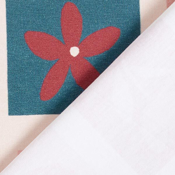 Baumwolljersey Blumen Memorykarten – sand/lachs | Reststück 100cm