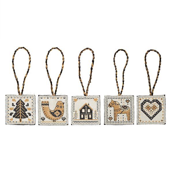 Stickset Nordische Christbaumanhänger – schwarz/gold, image number 3