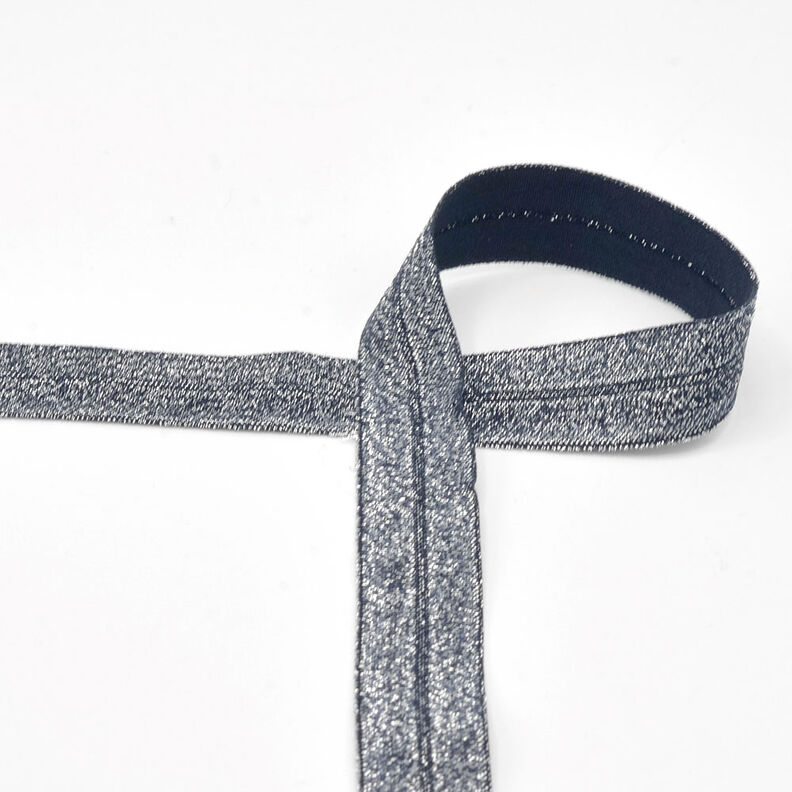 Elastisches Einfassband (Falzgummi) glitter [20 mm] – marineblau,  image number 1