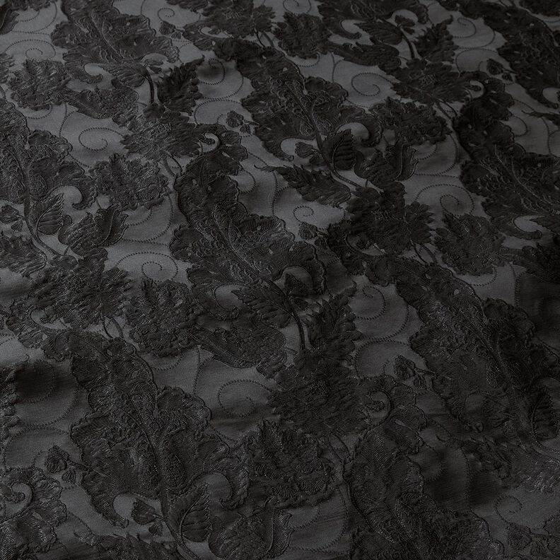 Bekleidungsjacquard Brokat Blumen – schwarz,  image number 2