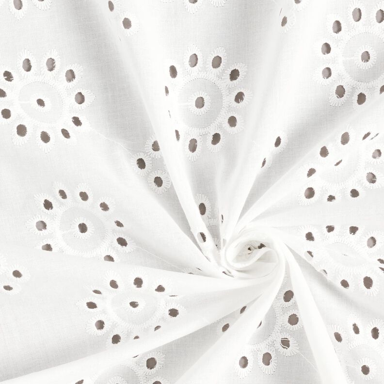 Baumwollstoff Lochstickerei floral – weiss,  image number 3