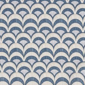 Baumwollstoff Popeline elegante Bögen – blaugrau/helltaupe, 