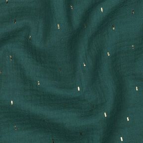 Musselin/ Doppel-Krinkel Gewebe Rechteck Foliendruck | Poppy Fabrics – blautanne/gold metallic, 