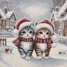 Dekopanel Gobelin weihnachtliche Katzen – hellblau/karminrot,  thumbnail number 1