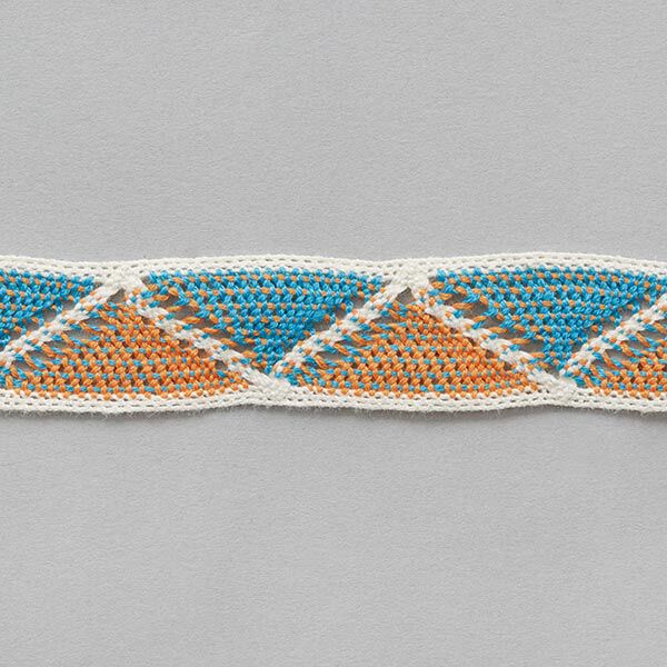 Baumwollband Ibiza [ 22 mm ] – wollweiss/orange,  image number 1