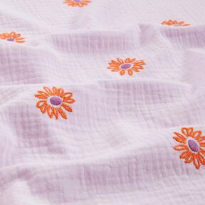 Musselin/ Doppel-Krinkel Gewebe gestickte große Blumen | Poppy Fabrics –, 
