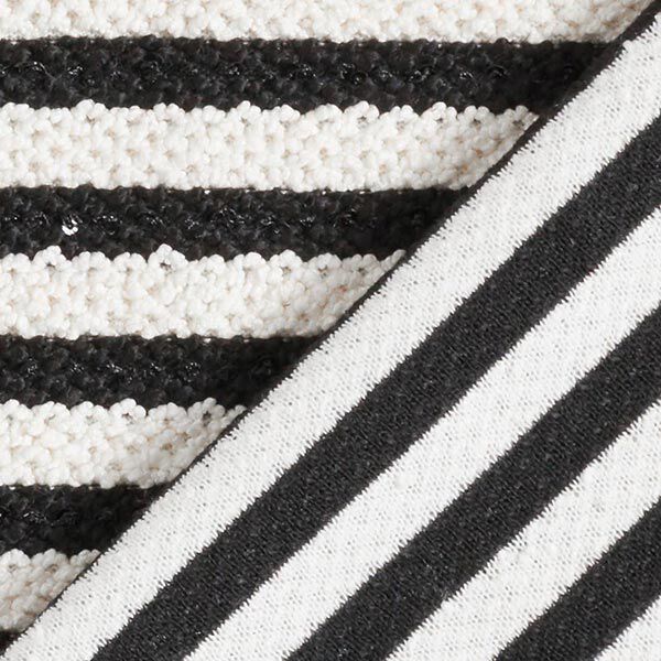 Strickstoff Glitzerstreifen mit Pailletten – wollweiss/schwarz, image number 4