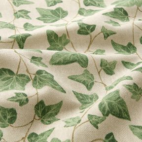 Dekostoff Halbpanama Efeu – natur/grün | Reststück 80cm, 