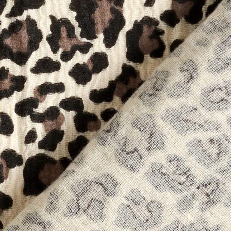 Musselin/ Doppel-Krinkel Gewebe Leoprint – hellbeige/schokolade,  image number 4