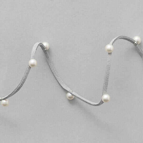 Kunstlederband mit Perlen [ 3 mm ] – grau,  image number 3