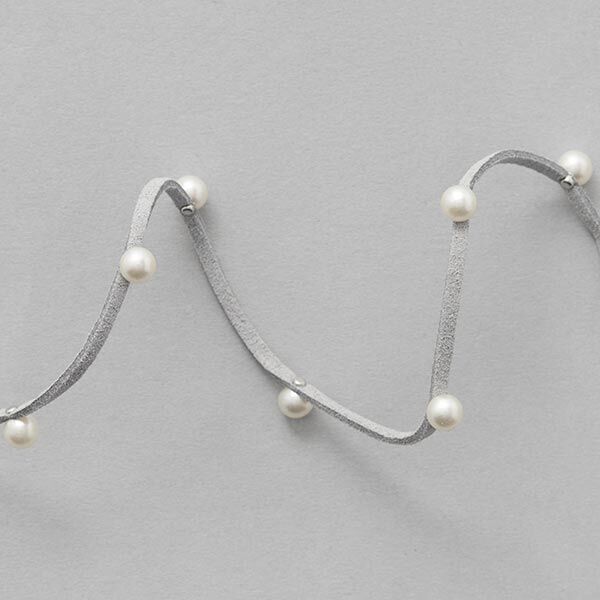 Kunstlederband mit Perlen [ 3 mm ] – grau,  image number 3