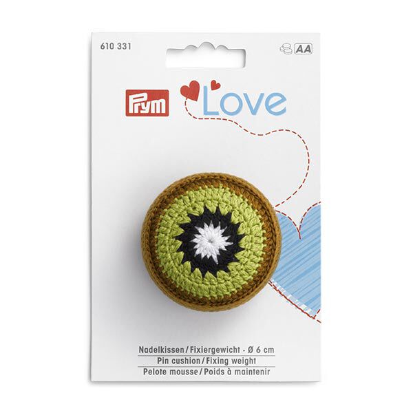 Nadelkissen/Fixiergewicht Kiwi [ Ø 6 cm ] | Prym Love – grün/braun