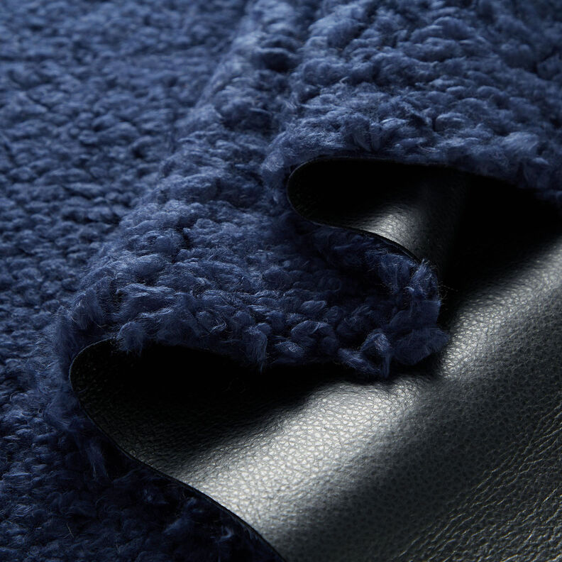 B-Ware Lederimitat mit Kunstfell Abseite Uni – schwarz/marineblau,  image number 3