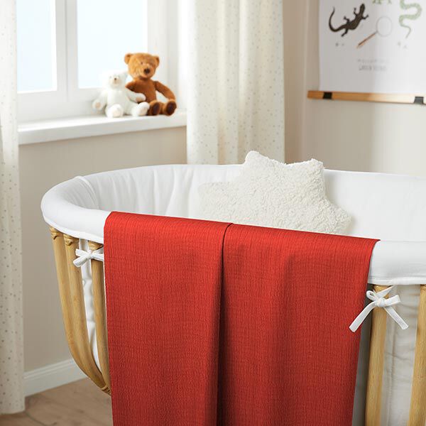GOTS Dreilagiger Baumwoll-Musselin – terracotta | Reststück 50cm