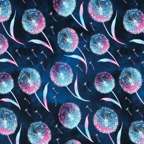 Baumwolljersey Pusteblumen | Glitzerpüppi – nachtblau/purpur, 