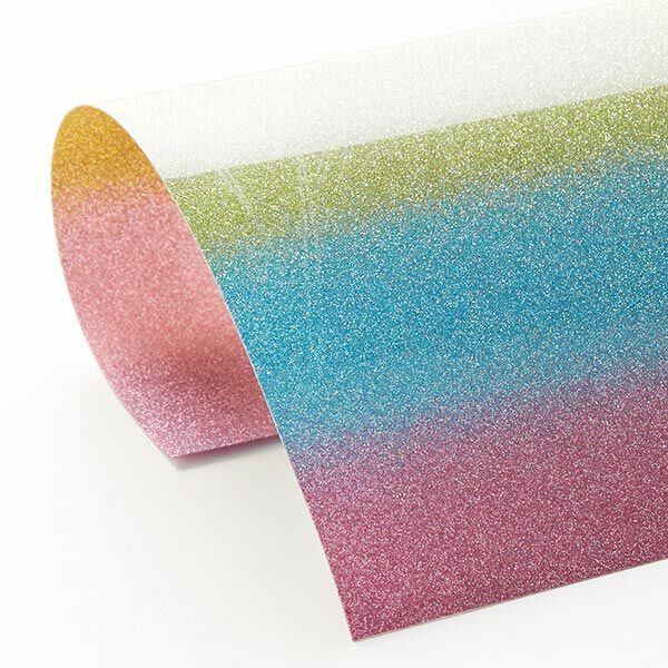 Bügelfolie Glitzer Regenbogen Din A4 – türkis/rosa, image number 3