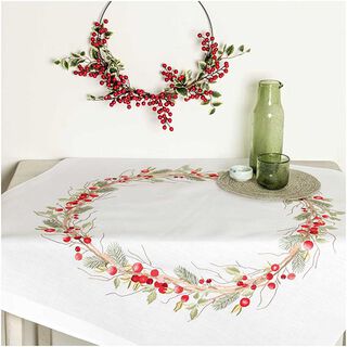 Stickpackung HAGEBUTTEN Tischdecke [90x90 cm] | Rico Design, 