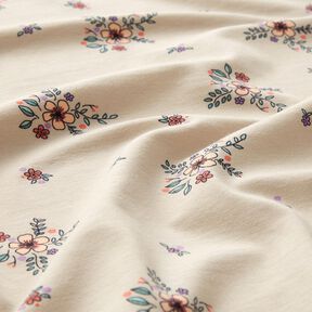 GOTS Baumwolljersey verstreute Blumen | Poppy Fabrics – mandel, 
