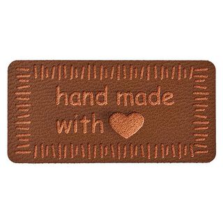 Zierteil Handmade with Love [ 40 mm ] – braun, 