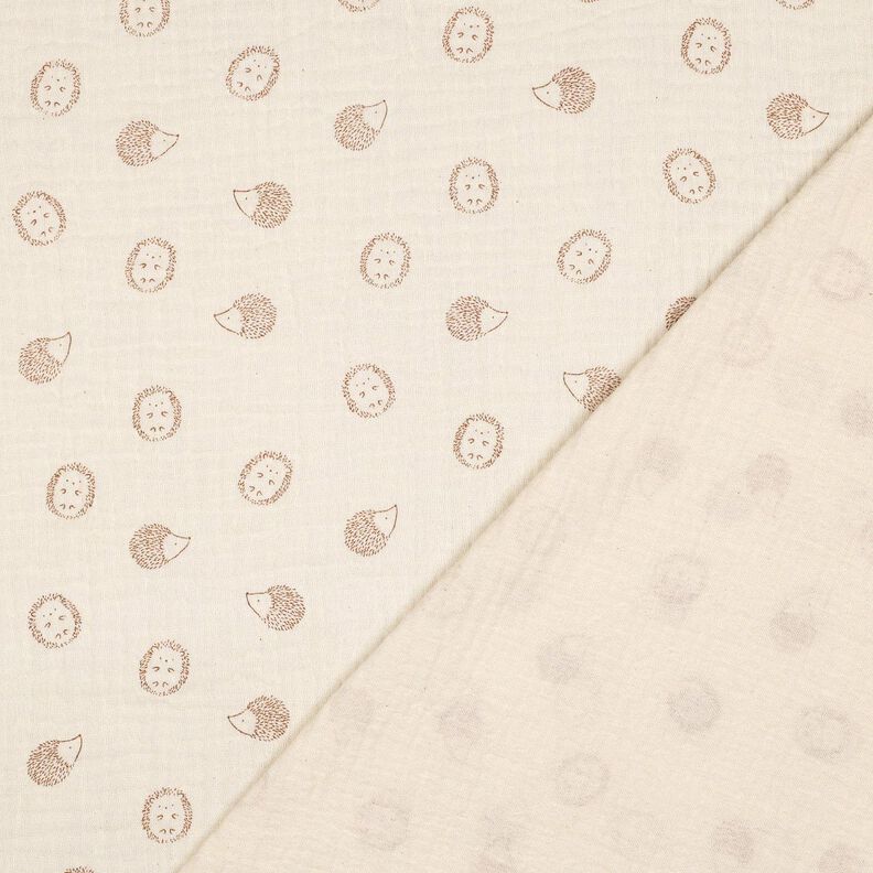 Musselin/ Doppel-Krinkel Gewebe Igel | Poppy Fabrics – natur/hellbraun, image number 4