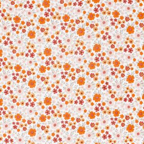 Musselin/ Doppel-Krinkel Gewebe Blumenwiese – elfenbein/pfirsichorange, 