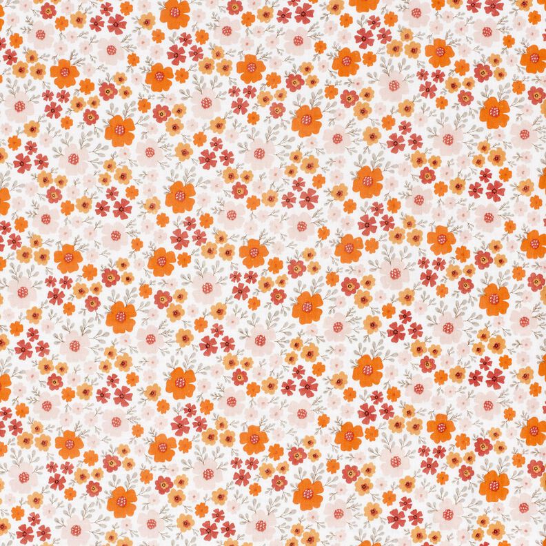 Musselin/ Doppel-Krinkel Gewebe Blumenwiese – elfenbein/pfirsichorange, image number 1