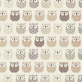 Baumwollstoff Cretonne Eulen – creme/grau, 