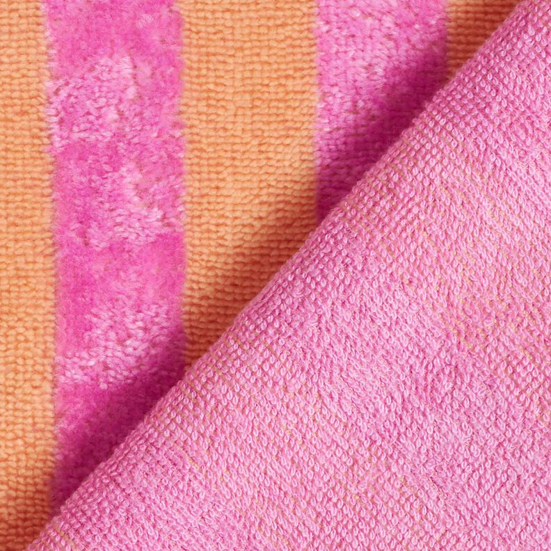 Frotteestoff Bambus Blockstreifen – hellorange/pink, image number 5