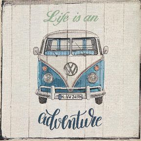 Dekostoff Gobelin Panel „Bulli Adventure“ – beige, 