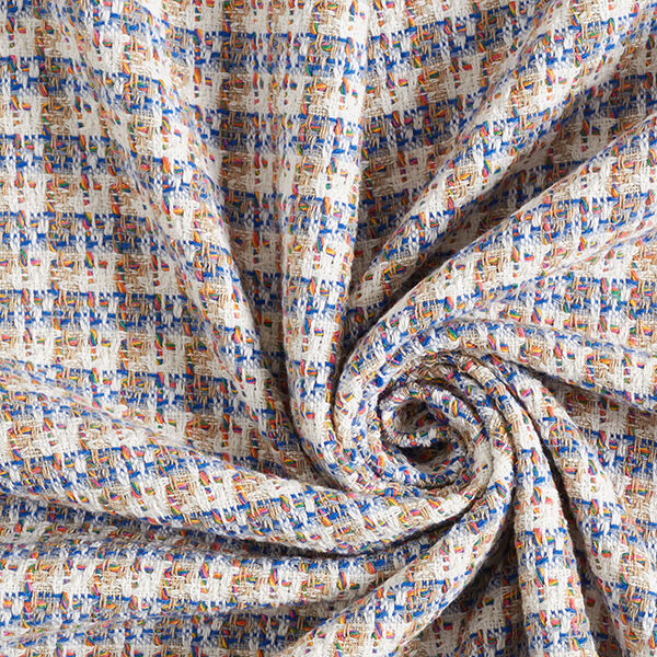 Baumwoll-Tweed bunte Karos – wollweiss/blau, image number 3