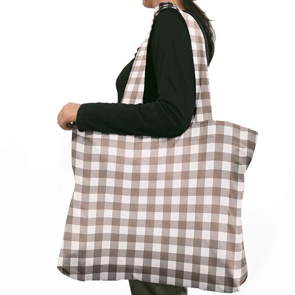 Beschichtete Baumwolle Karo – hellbraun | Reststück 100cm