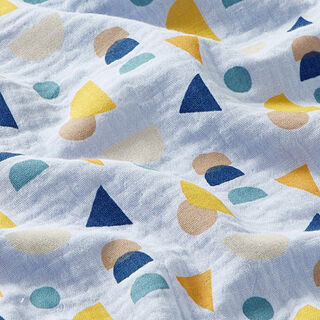 GOTS Musselin geometrische Formen – babyblau, 