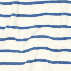 Frotteejersey Streifen – elfenbein/brilliantblau, 