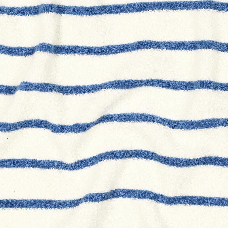 Frotteejersey Streifen – elfenbein/brilliantblau,  image number 2