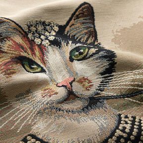 Dekopanel Gobelin elegante Katze – dunkelbeige/schwarz, 