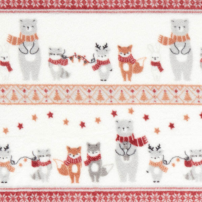 Kuschelfleece Wintertiere – weiss/karminrot, image number 1