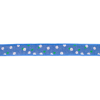 Webband Chambray Blümchen – jeansblau, 
