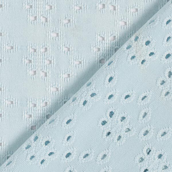 Jersey mit Ajour Lochmuster Blumen – hellblau, image number 5