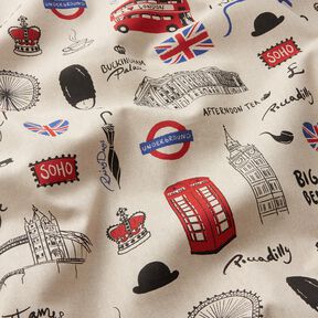 Dekostoff Halbpanama London – natur/rot, 
