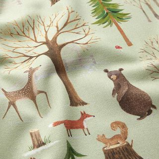 Dekostoff Halbpanama Waldtiere – mint, 