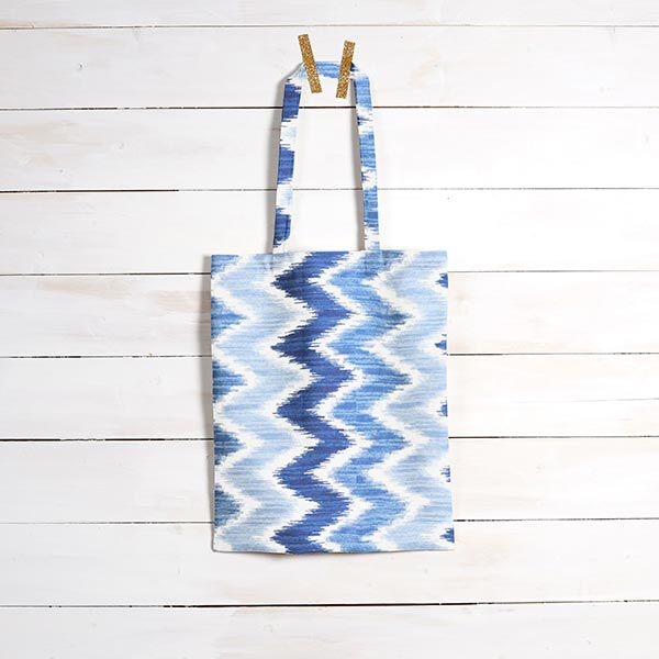Beschichtete Baumwolle Ikat-Print – blau/weiss | Reststück 100cm