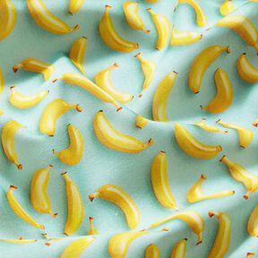 Baumwollstoff Popeline Bananen – eukalyptus/sonnengelb, 