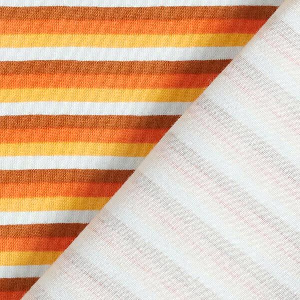 Baumwolljersey Querstreifen – weiss/orange, image number 4