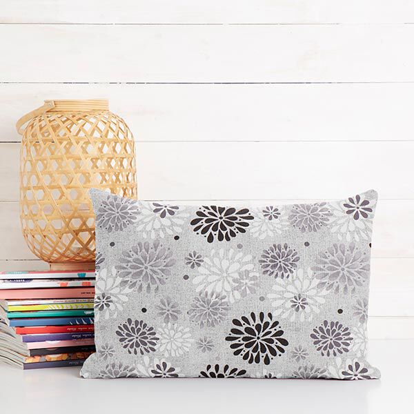 Dekostoff Canvas Blumen – grau/weiss, image number 6